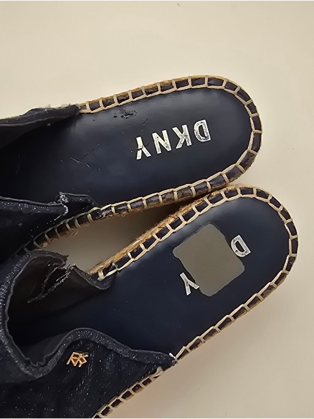 DKNY Ricki Espadrille Flatform Mules in Denim Navy Blue Size 9 - Picture 11 of 13